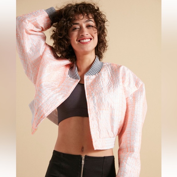 Without Walls Katey Embroidered Parachute Cropped Bomber Jacket - Picture 4 of 11